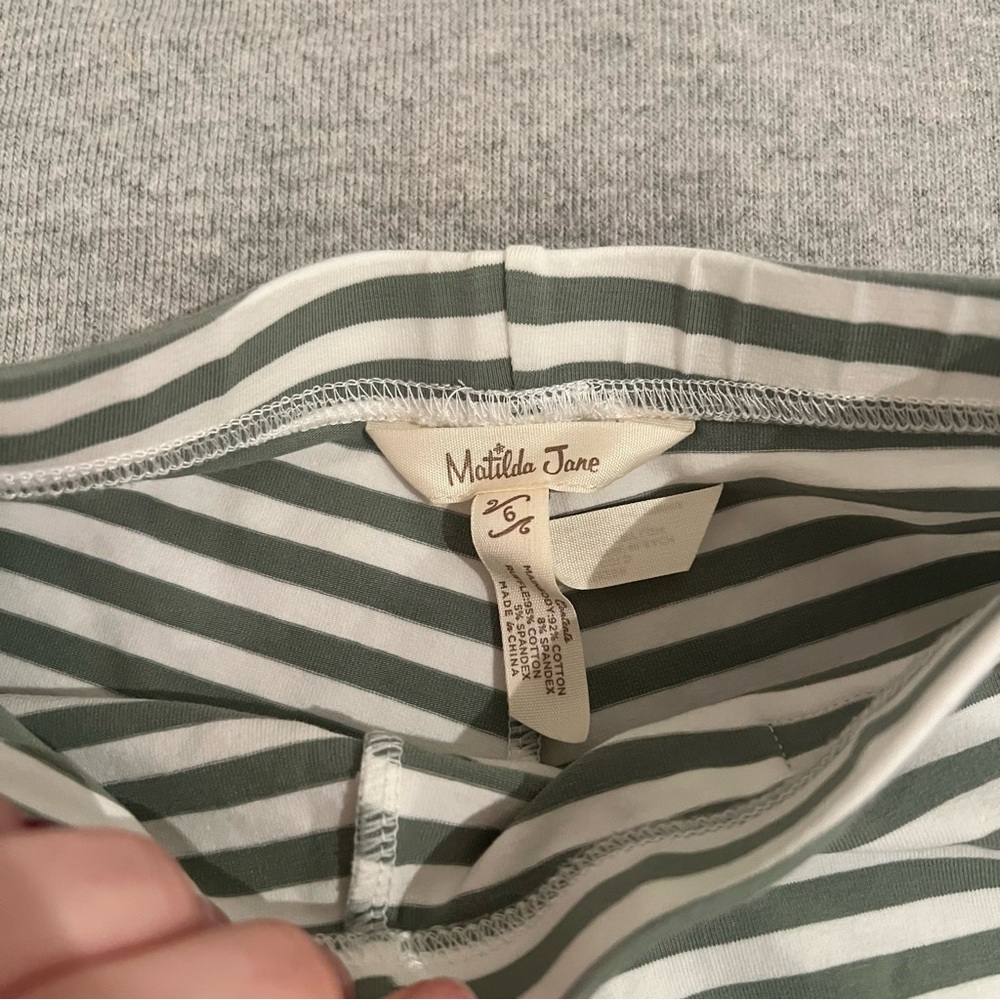 Matilda Jane Gray and White Striped Shorts with Pink Ruffles - Picture 2 of 2